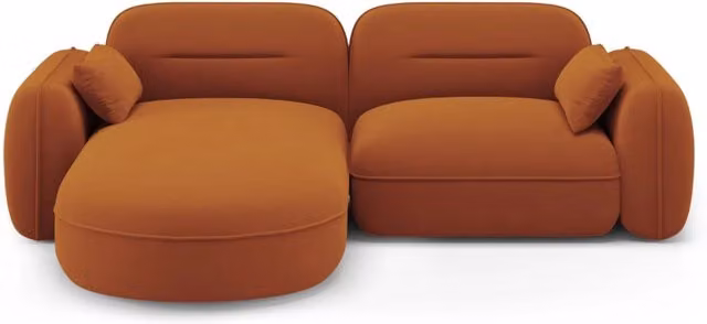 Divano angolare modulare sinistro Sydney di Cosmopolitan Design in velluto arancione, 3 posti, L: 230 cm, P: 70 cm, H: 80 cm – 1