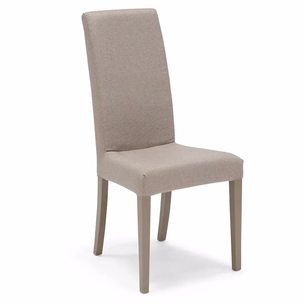Set di 2 sedie imbottite modello EDI Redokasa per interni, design moderno con struttura in legno e rivestimento in tessuto sfoderabile, colore beige/grigio – 2