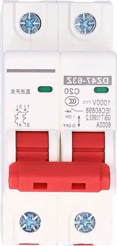 Circuito CC 1000 V 20 A 2 poli Sezionatore fotovoltaico DZ47-63Z C20 Montaggio su guida DIN Interruttore CC per impianti fotovoltaici