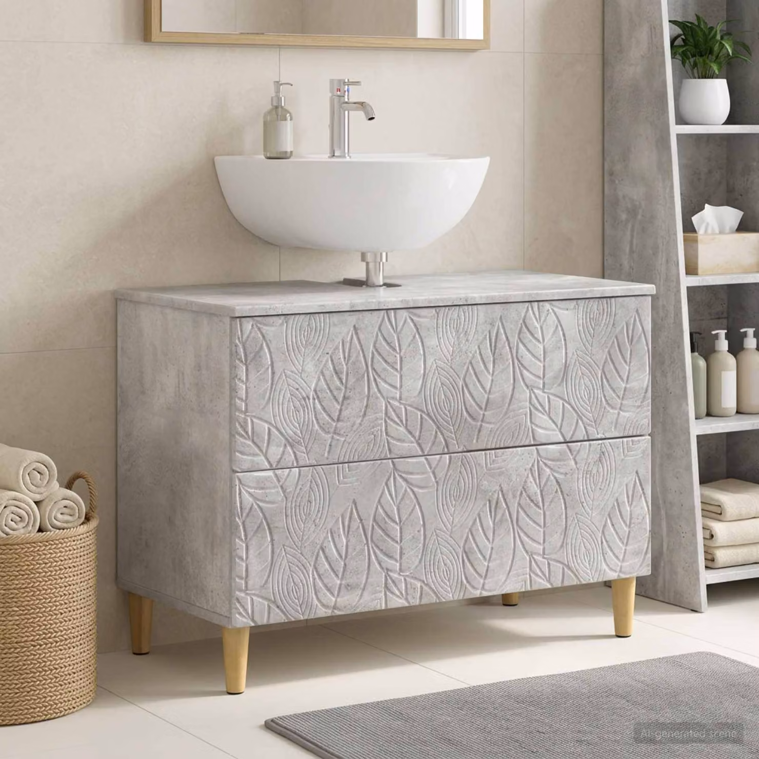vidaXL Armadio per Lavabo da Bagno DELFT Moderno Grigio Cemento L/P/H: 82 x 41 x 59 cm