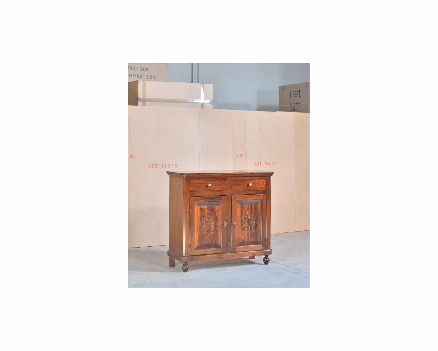 Madia credenza con 2 porte intagliata in stile classico tinta noce Mobili 2G L: 104 cm, P: 43 cm, H: 98 cm – 3