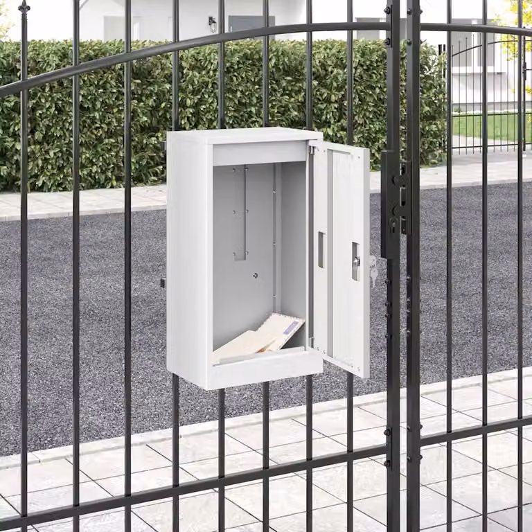 Cassetta postale vidaXL in acciaio bianco L 30 cm x P 20 cm x H 55 cm
