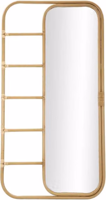 Specchio da Terra Panama 77,5x3,3x151 cm in Ferro e Plastica Marrone