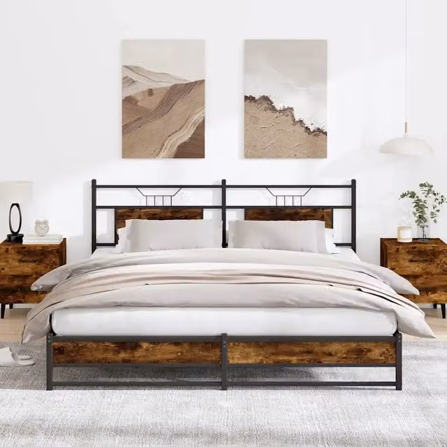 Giroletto vidaXL in metallo e MDF colore Rovere Fumo L: 188 cm, P: 219 cm, H: 91,5 cm – 1