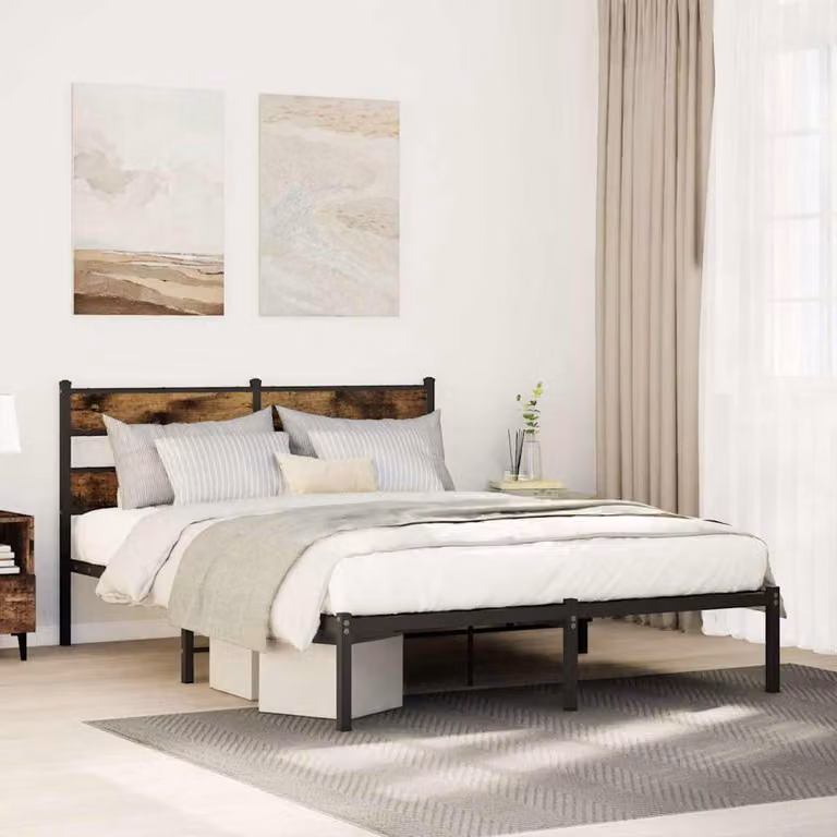 vidaXL Giroletto in Metallo Rovere Fumo L: 135 cm, P: 190 cm