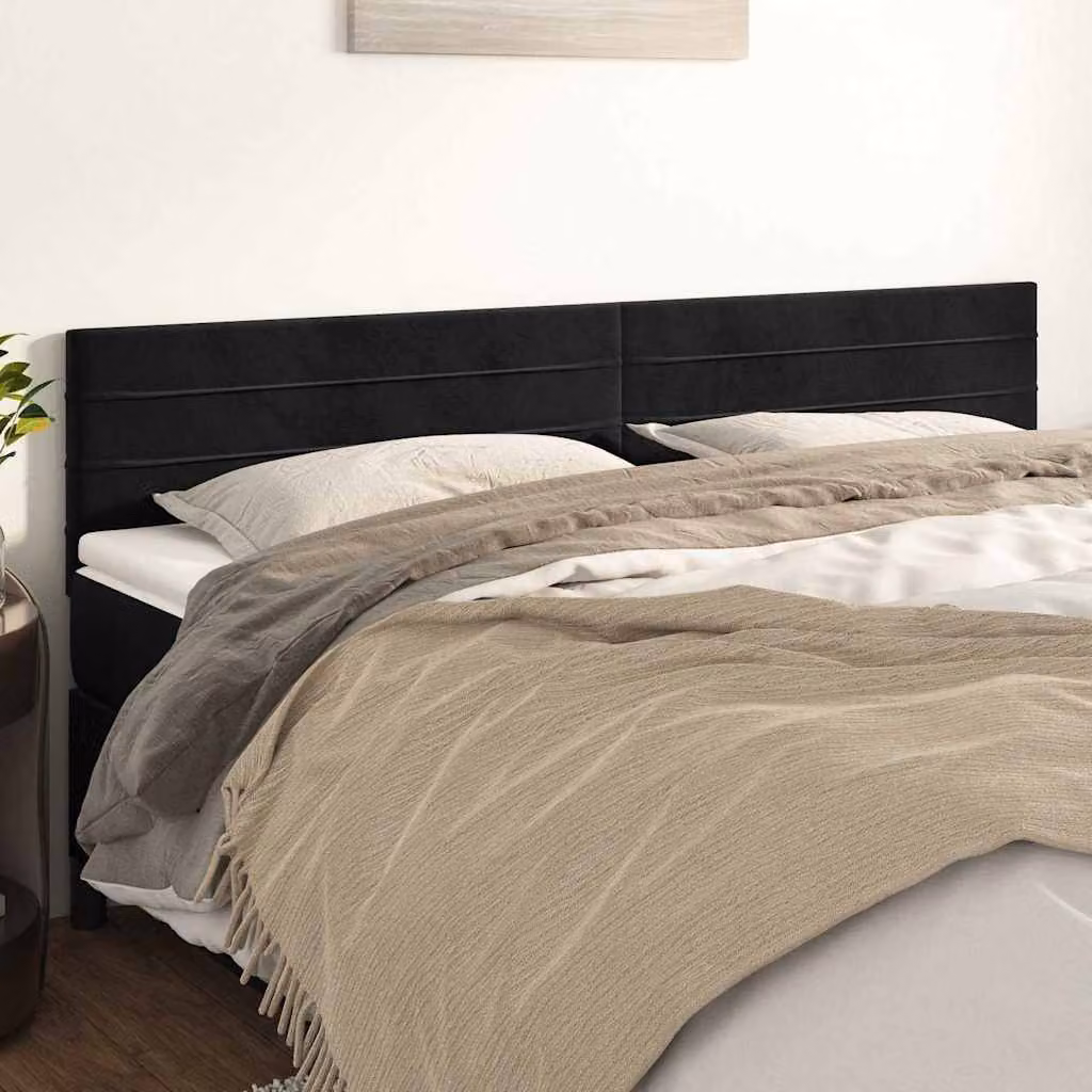 Testiera per letto vidaXL in velluto nero con pannello imbottito L: 200 cm, P: 5 cm, H: 78-88 cm