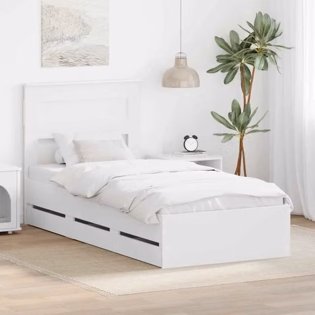 vidaXL Struttura del letto con cassetti in legno ingegnerizzato bianco 100 x 200 cm