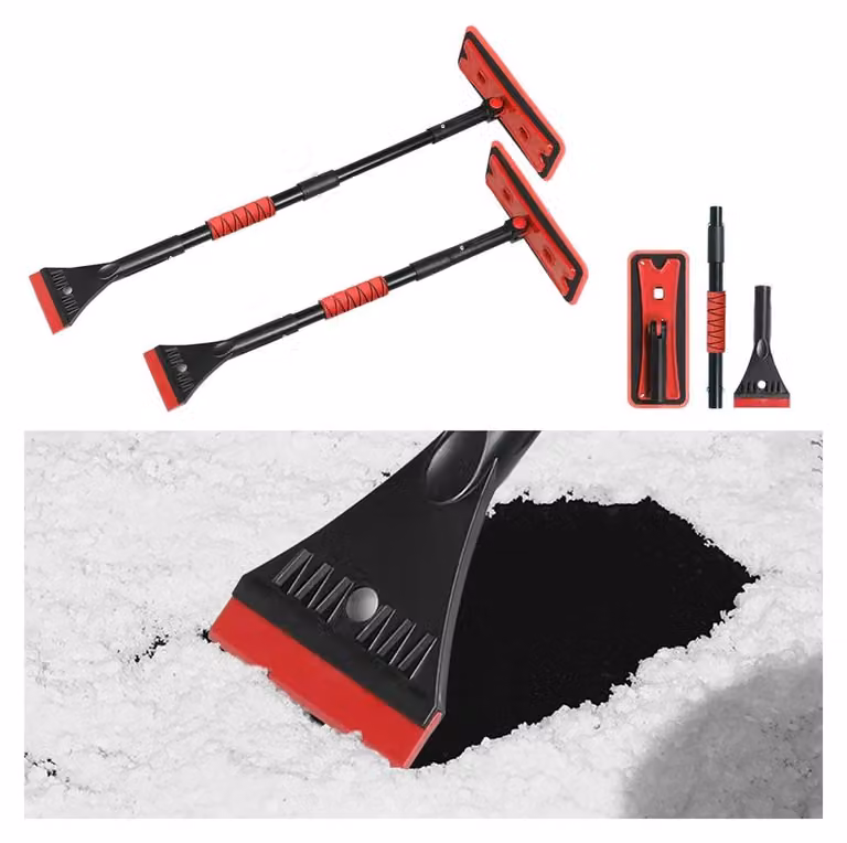 Omgoods - Spazzola per neve - Spazzola per neve telescopica - Raschietto per ghiaccio - Spazzola per neve removibile - Universale - Raschietto in schiuma EVA - Pala per neve