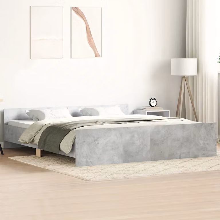 vidaXL Giroletto con Testiera e Pediera in Grigio Cemento, L/P: 200 x 200 cm