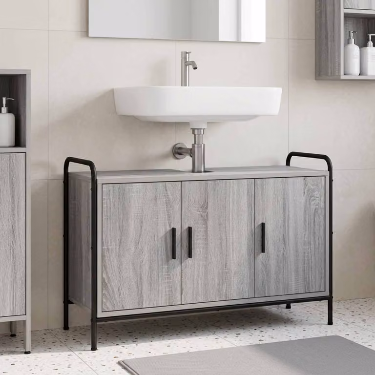 vidaXL Mobile da Bagno Sonoma grigio 95 x 34 x 61 cm