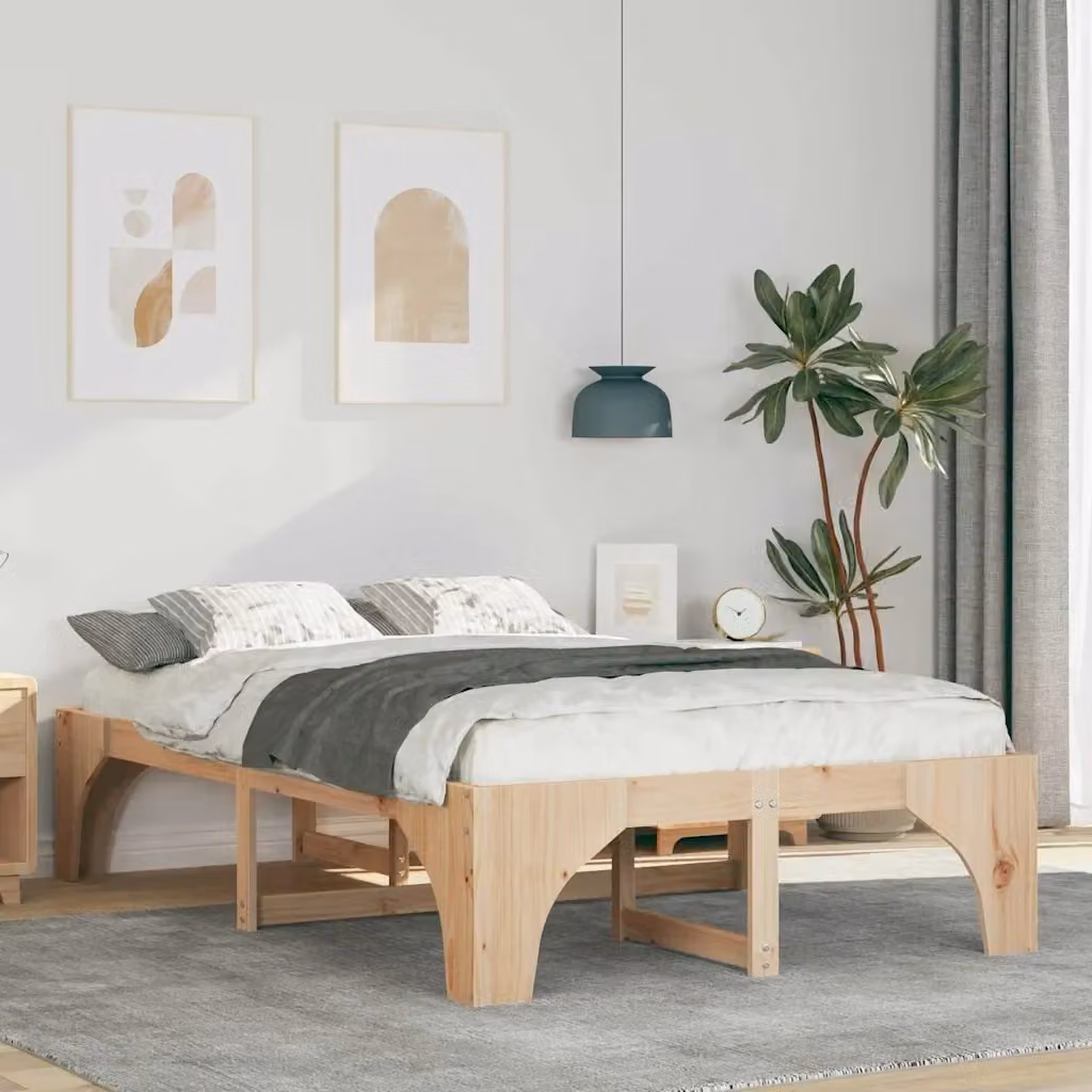 Letto matrimoniale moderno in pino massello marrone DESIGN IN L/P/H: 142 x 197 x 200 cm – 2