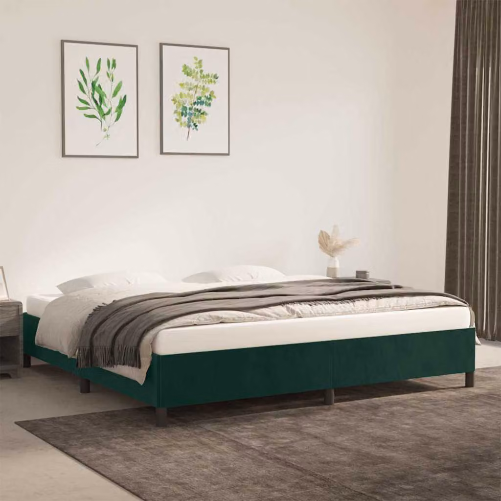 vidaXL Giroletto in Velluto Verde Senza Materasso L/P: 200 x 200 cm
