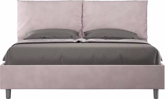 BS COM Letto matrimoniale senza rete imbottito 160x190 microfibra glicine