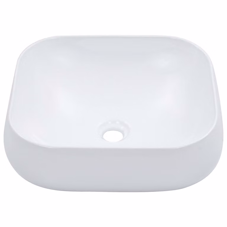 Lavandino 44,5x39,5x14,5 cm in Vetroceramica Bianco
