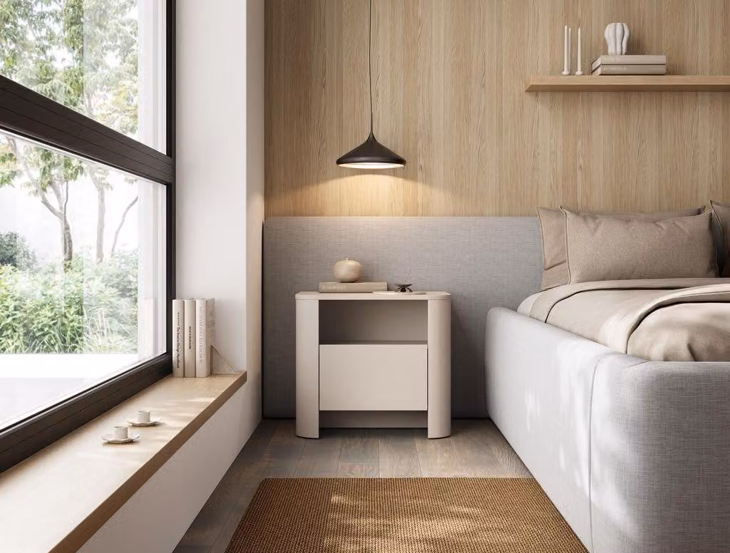 Comodino BETTY - cashmere / oro