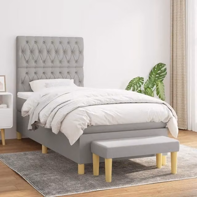 Giroletto a Molle con Materasso Grigio Chiaro 90x200 cm Tessuto 3137365