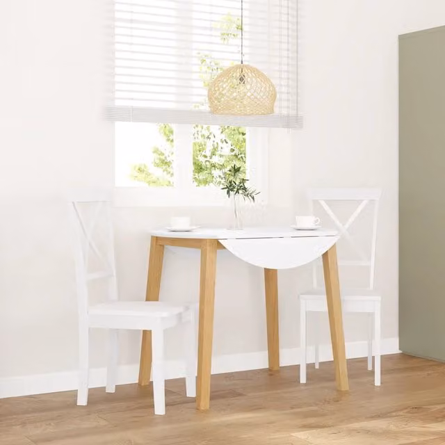 Set di 2 sedie da pranzo bianche in legno massello di Hevea stile scandinavo vidaXL