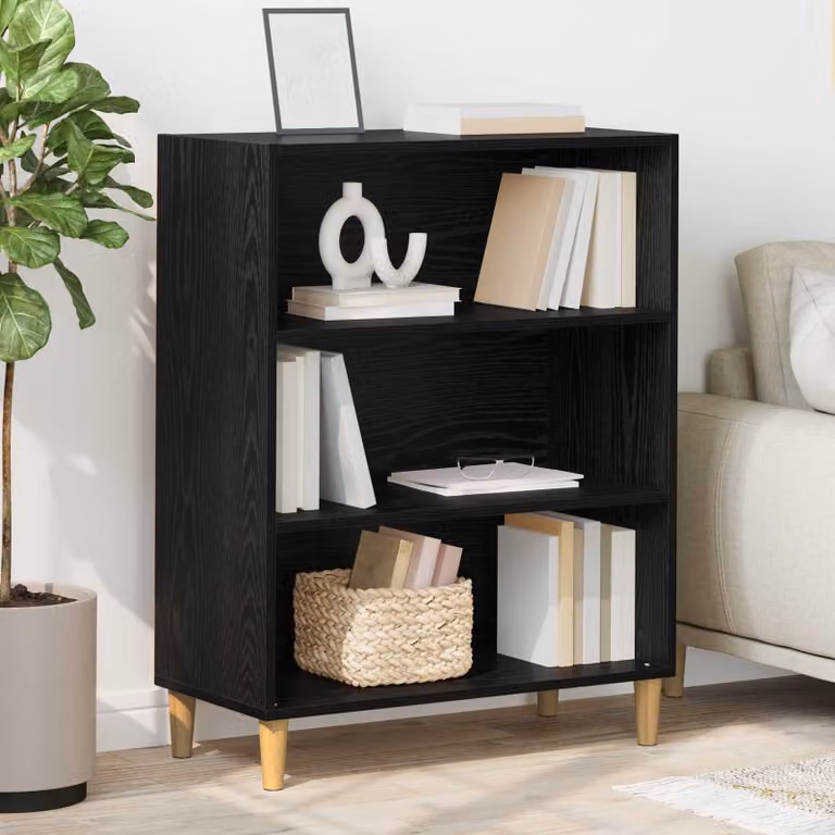 Credenza moderna vidaXL in legno ingegnerizzato nero, L: 69,5 cm, P: 32,5 cm, H: 90 cm