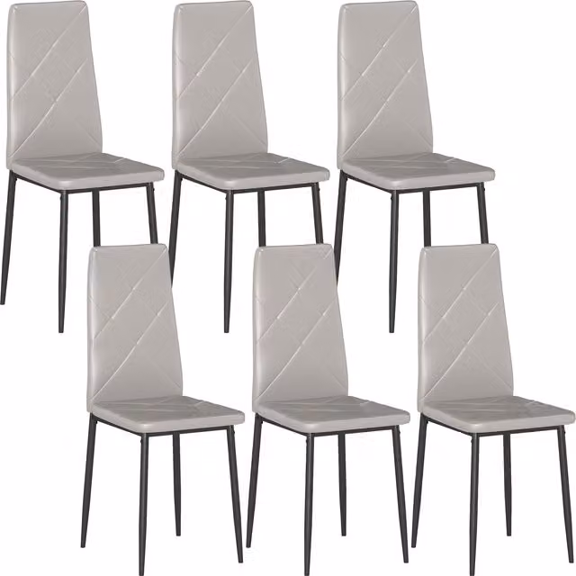 Set di 6 sedie da pranzo moderne HOMCOM in finta pelle e acciaio, Grigio, L 41 x P 50 x H 97 cm