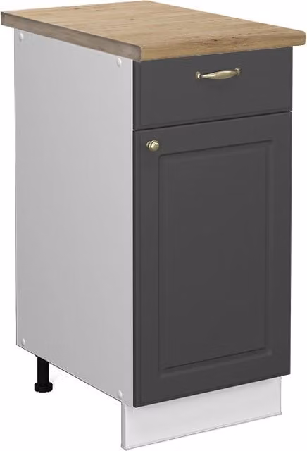 Mobiletto base per cucina Fame-Line Antracite-oro/Bianco 40 cm, PL Rovere Vicco