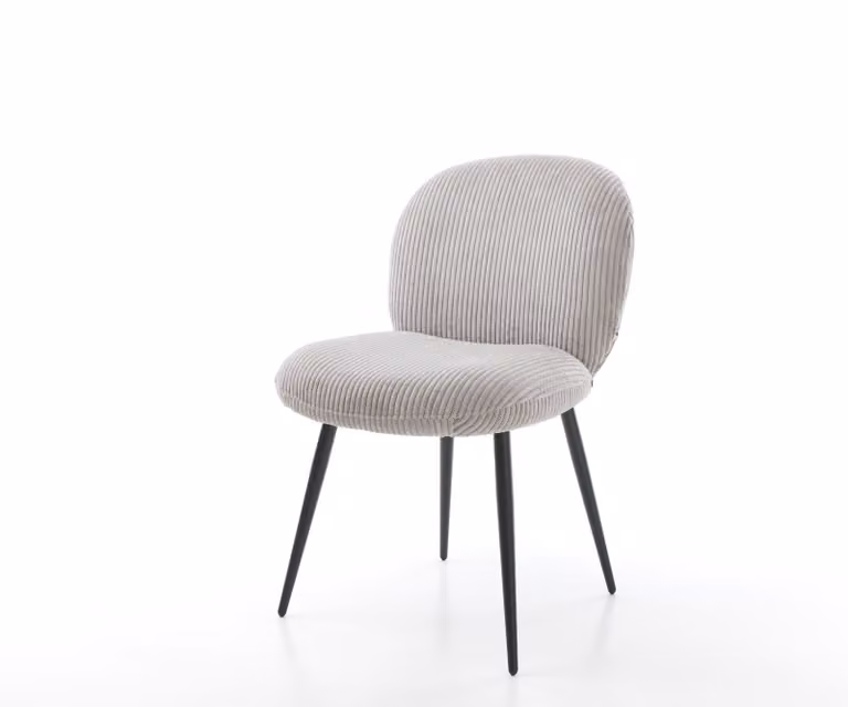 DELIFE Sedia da pranzo Nube-Flex, rivestimento in corda color argento-grigio, base a 4 gambe coniche nere, imbottitura in molle insacchettate