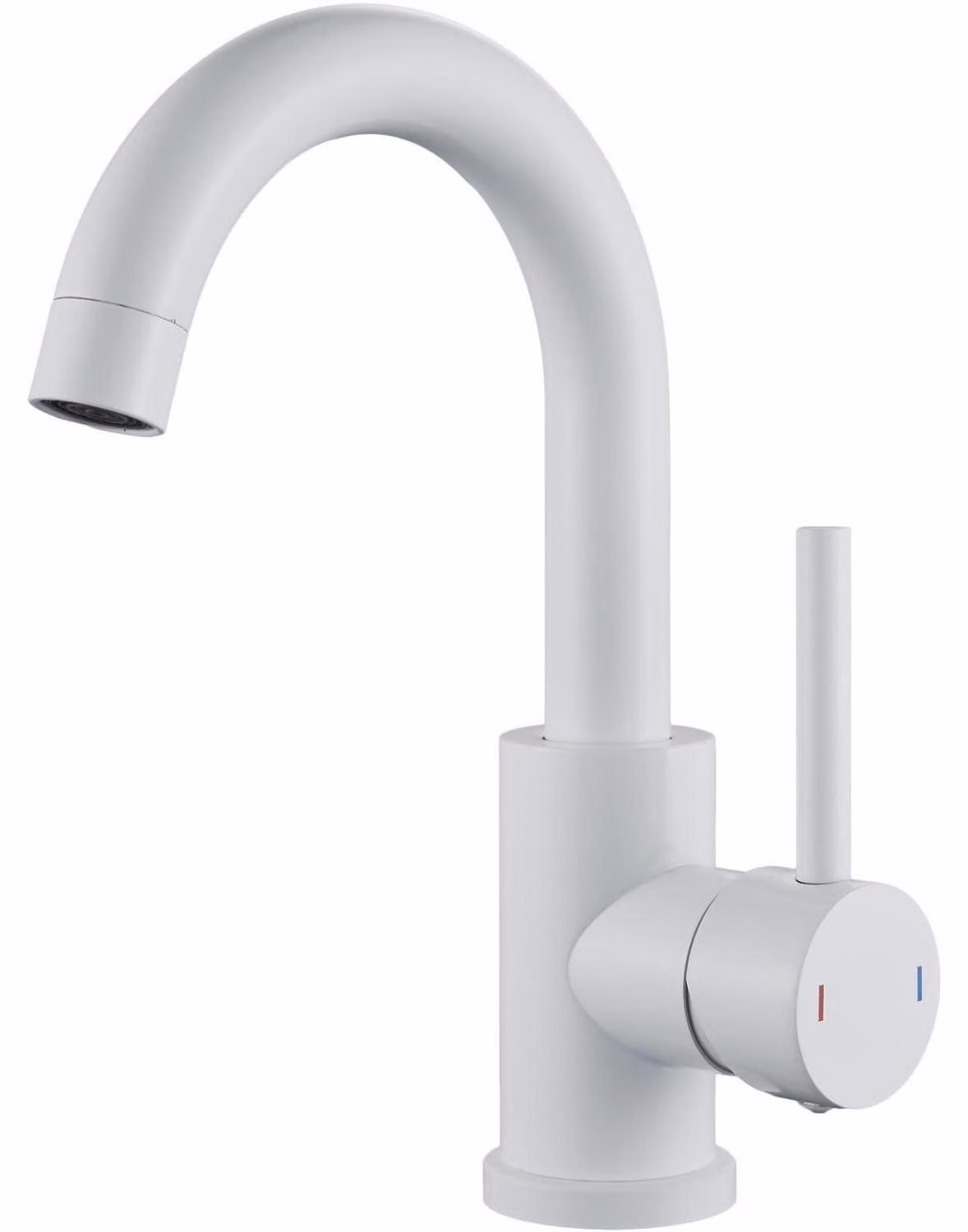 Miscelatore per lavabo, monocomando, bianco, in acciaio inossidabile, girevole a 360°