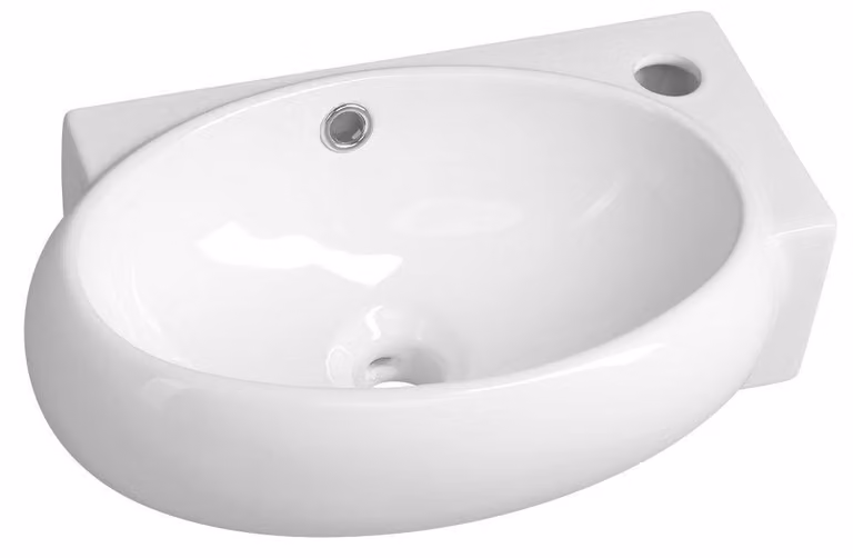 Sapho Small - Lavabo Ribera 430x285 mm, con sfioratore, foro per rubinetto a destra, bianco AR497
