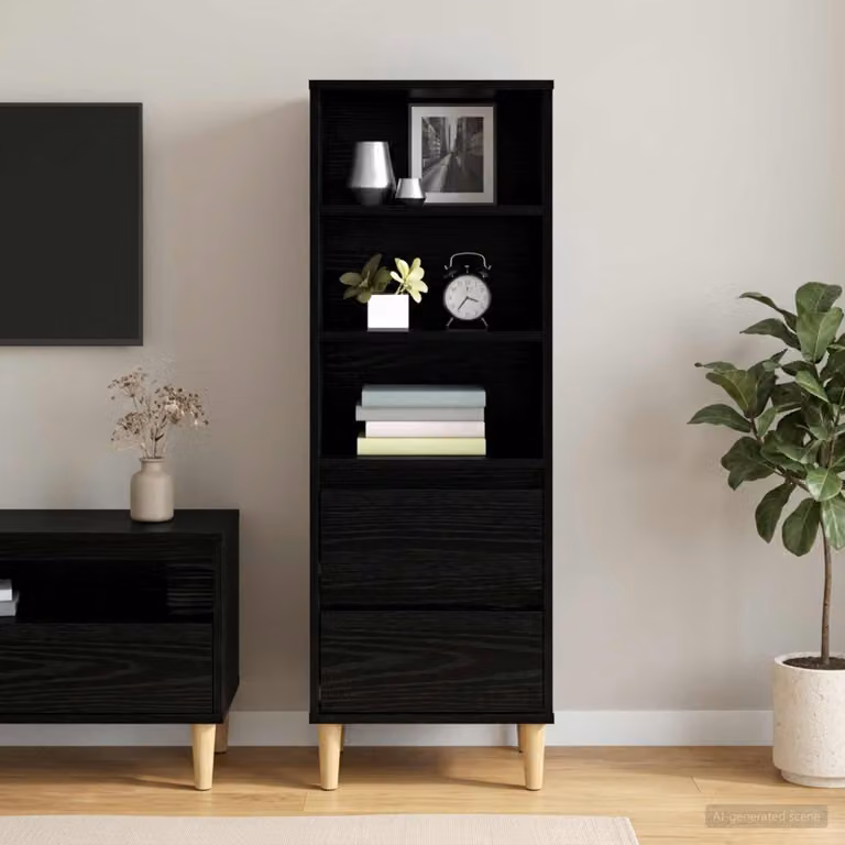 Credenza moderna vidaXL in legno MDF nero L 40 cm, P 36 cm, H 110 cm