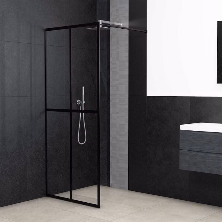 Cabina doccia vidaXL in vetro temperato trasparente con profili neri, L: 80 cm, H: 195 cm