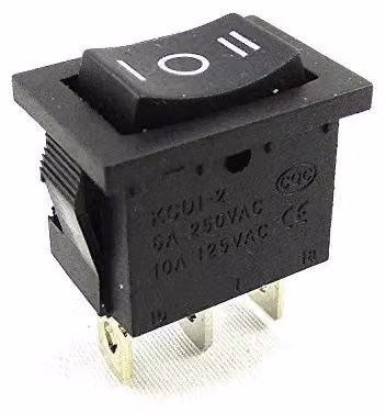 Interruttore a levetta on/off, 3 poli, 6A, 250V~, 19,5x12,5mm, nero, confezione da 2