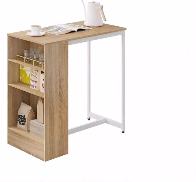 Tavolo Bar REDOM moderno in metallo e MDF bianco e beige L: 91 cm, P: 49 cm, H: 91 cm – 1