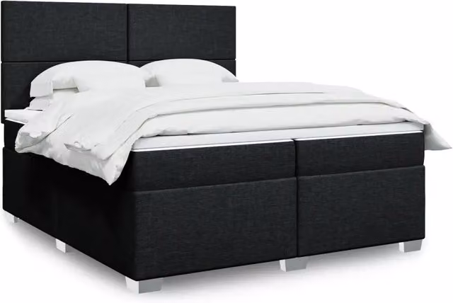 Letto Ibrido Moderno vidaXL con Materasso in Tessuto Nero e Bianco L/P: 200 x 200 cm