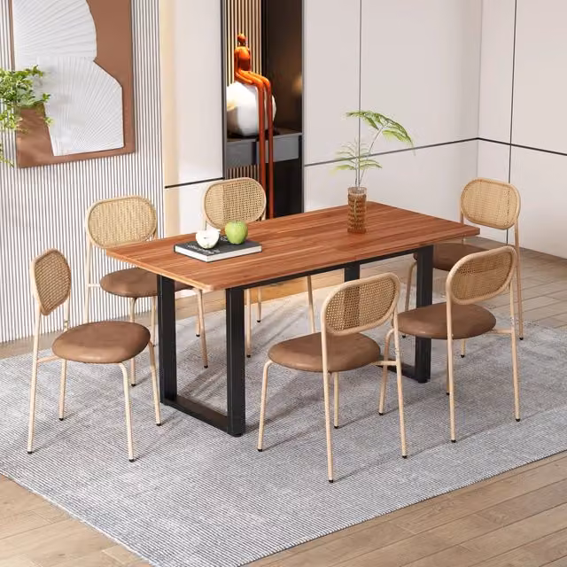 Set 6 Sedie da Pranzo in Rattan e Metallo ¨C Xylo ¨C Marrone