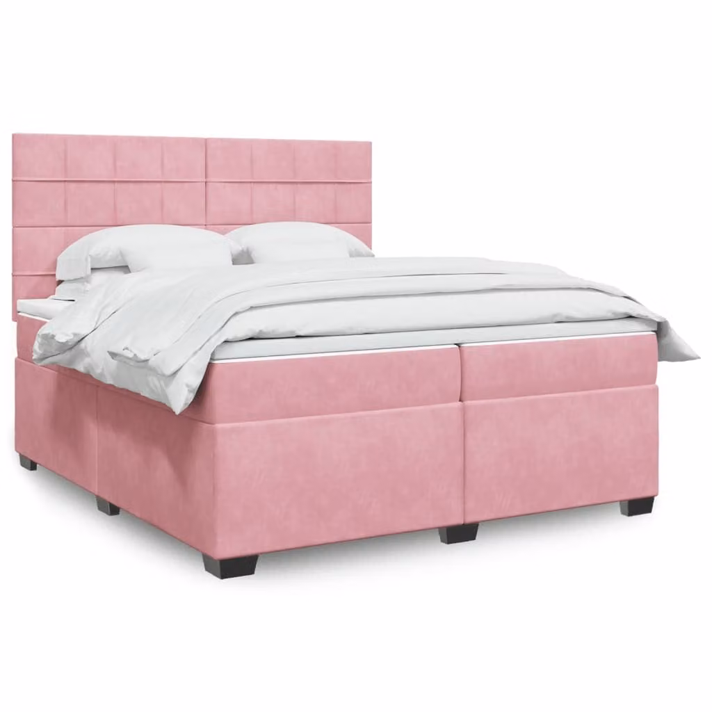Maison Exclusive - Giroletto a Molle con Materasso Rosa 200x200 cm in Velluto