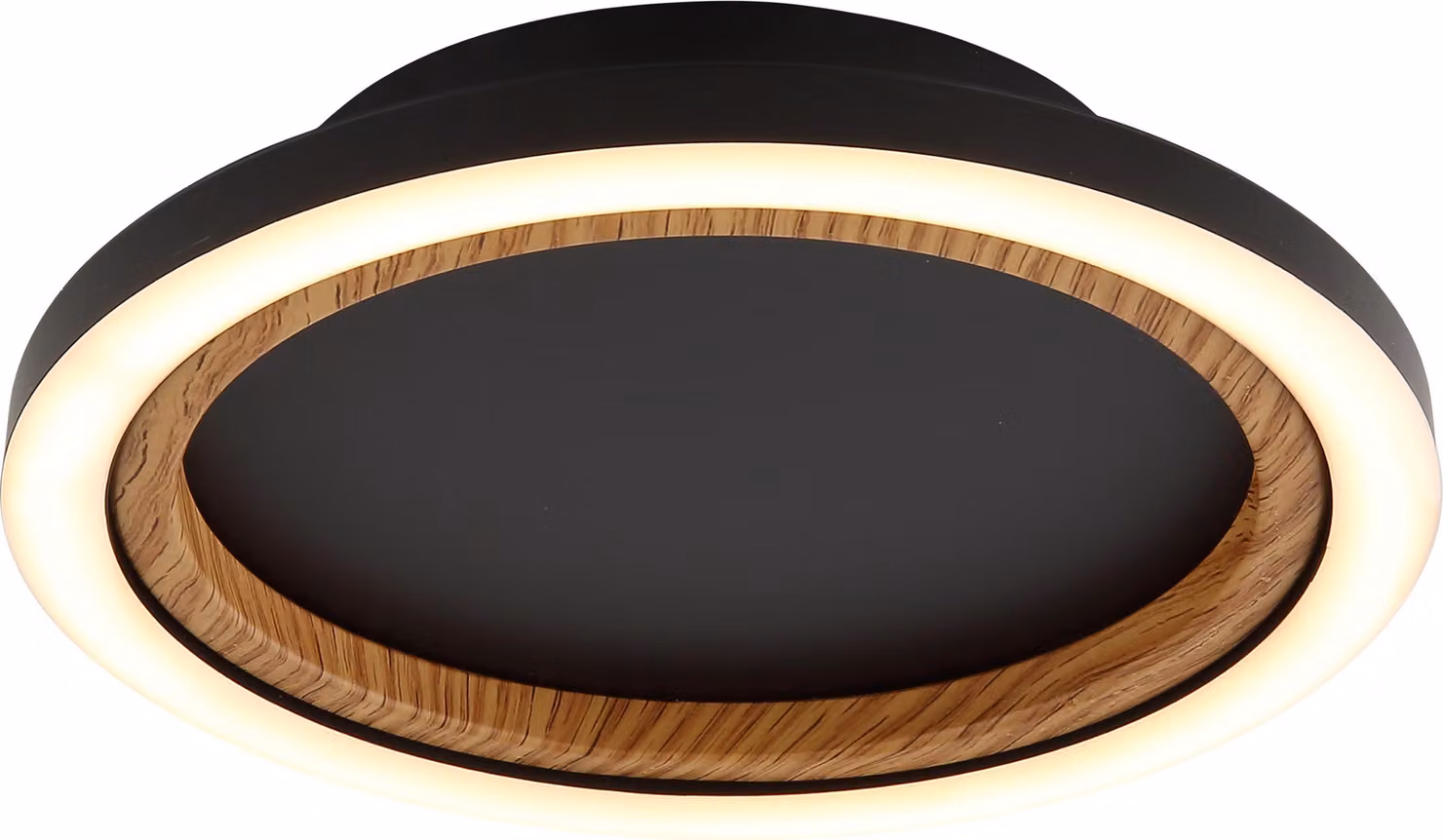 Plafoniera LED, effetto legno, nero, P 20,5 cm