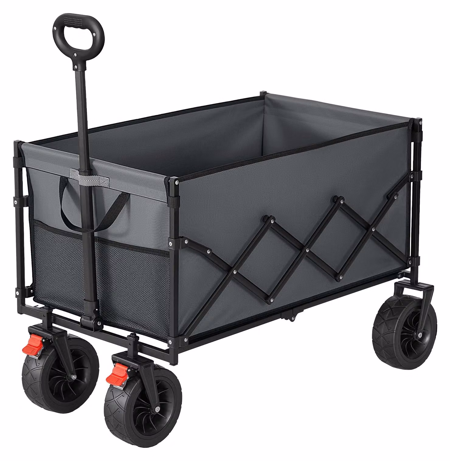 Carrello pieghevole da trasporto da 200 litri, con maniglia, colore grigio, dimensioni 91x55x98 cm