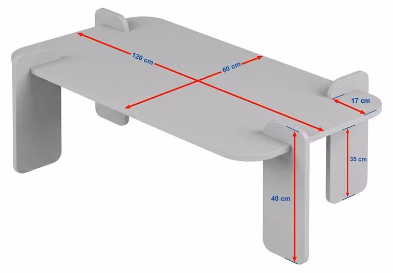 Calicosy - Tavolino basso con piano rettangolare L120 cm - ELOI