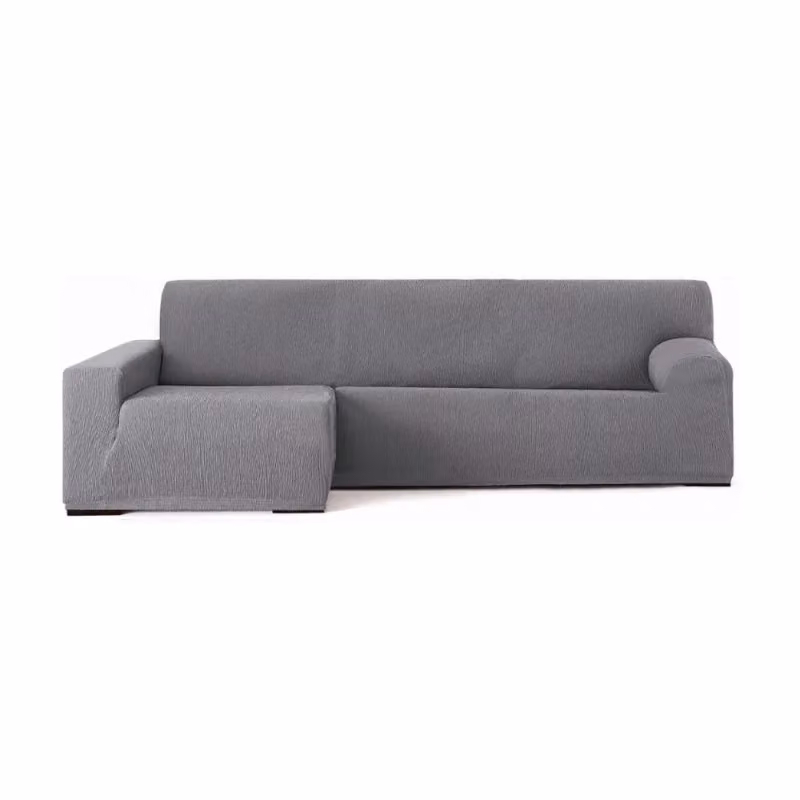 Copridivano elastico Troya EFFEZ per divano angolare con penisola a sinistra, grigio, bracciolo lungo 250/310 cm – 2