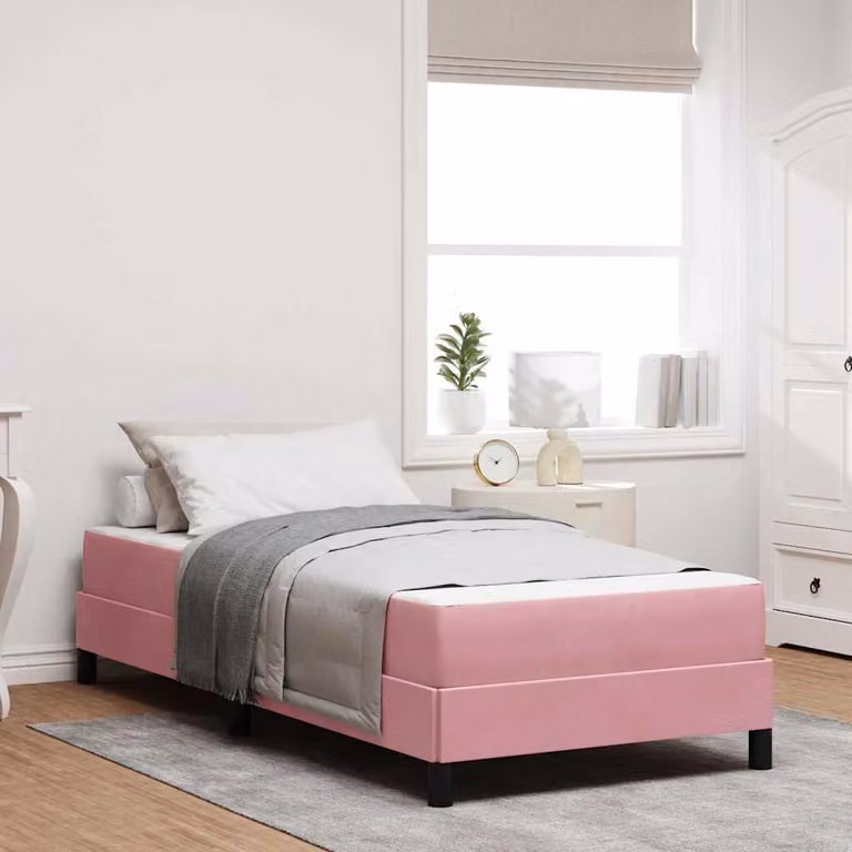 Maison Exclusive - Letto boxspring con materasso Rosa 80 x 210 cm in tessuto