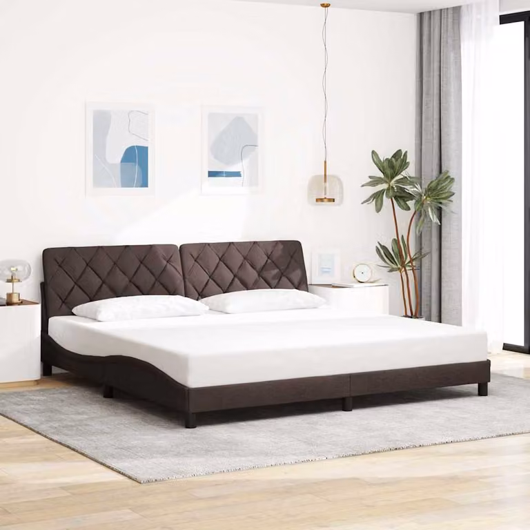 Giroletto senza materasso vidaXL in tessuto marrone scuro L/P/H: 200 x 200 x 74,5 cm