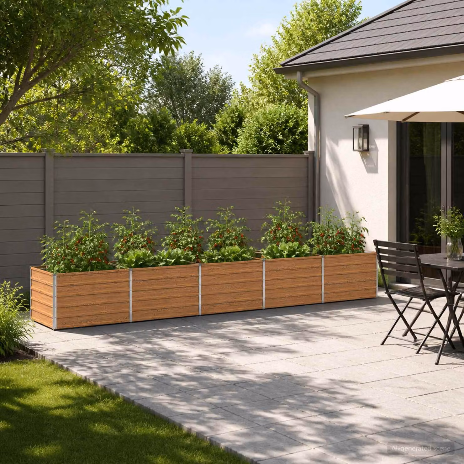 Letto rialzato da giardino vidaXL in metallo Corten marrone L: 400 cm, P: 80 cm, H: 55 cm