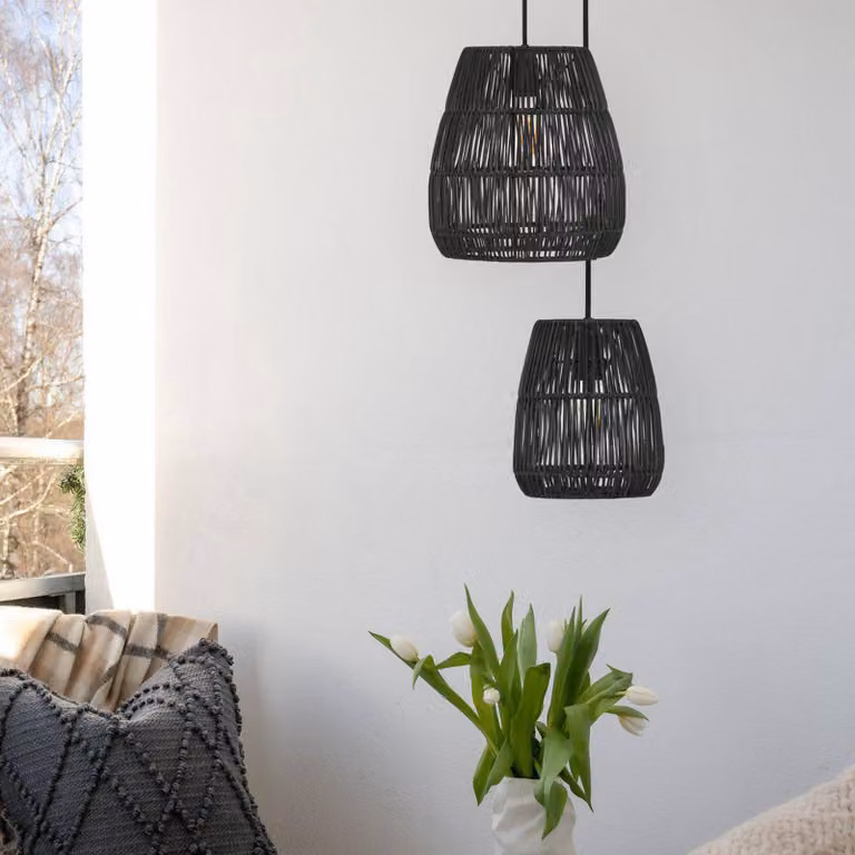 PR Home Saigon lampada a sospensione da esterno nero Ø18cm cavo 2,5m Saigon, dimmerabile, Nero, Plastica
