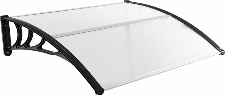 Pensilina COSTWAY per porta d'ingresso 122x99cm, pensilina in alluminio e policarbonato, pensilina trasparente ad arco, pensilina per porta d'ingresso, pensilina per porta d'ingresso