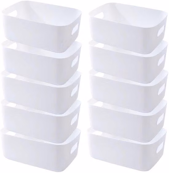 Set Azomor® composto da 10 cestini portaoggetti multifunzionali bianchi con manici per cucina e bagno