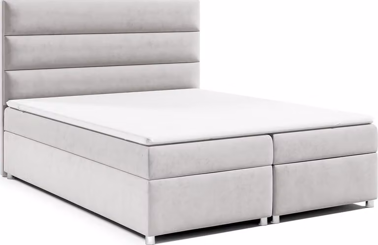 Best for Home Letto boxspring con contenitore Trinity K-1 con molle Bonell, topper incluso, consegna inclusa 180x200 - Argento