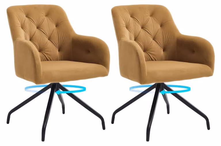Sedie da pranzo girevoli - Sedia da pranzo - Sedia - Sedia girevole - Sedia - Set da 2 - Imbottitura in memory foam