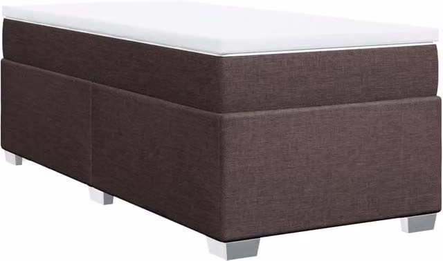 Letto singolo | Letto per adulti | Giroletto a Molle con Materasso Marrone Scuro 90x190cm Tessuto