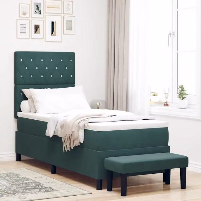 Letto moderno con cuscino in velluto verde vidaXL L: 200 cm, P: 80 cm, H: 128 cm – 1