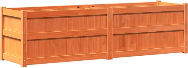 Fioriera | Cassetta per fiori | Vaso Giardino Marrone Cera 180x50x50 cm Legno Massello Pino