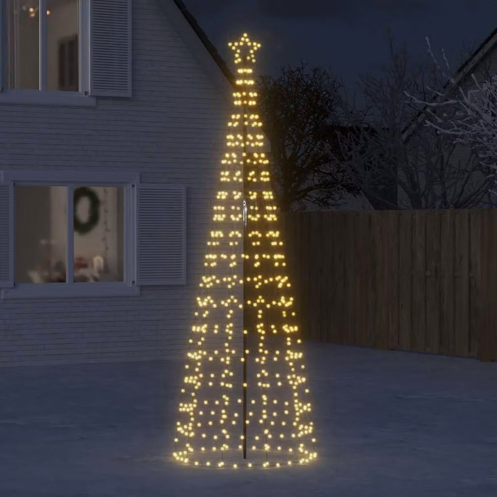 Albero di Natale con LED vidaXL, 300 cm, 570 LED Bianco Caldo, Verde